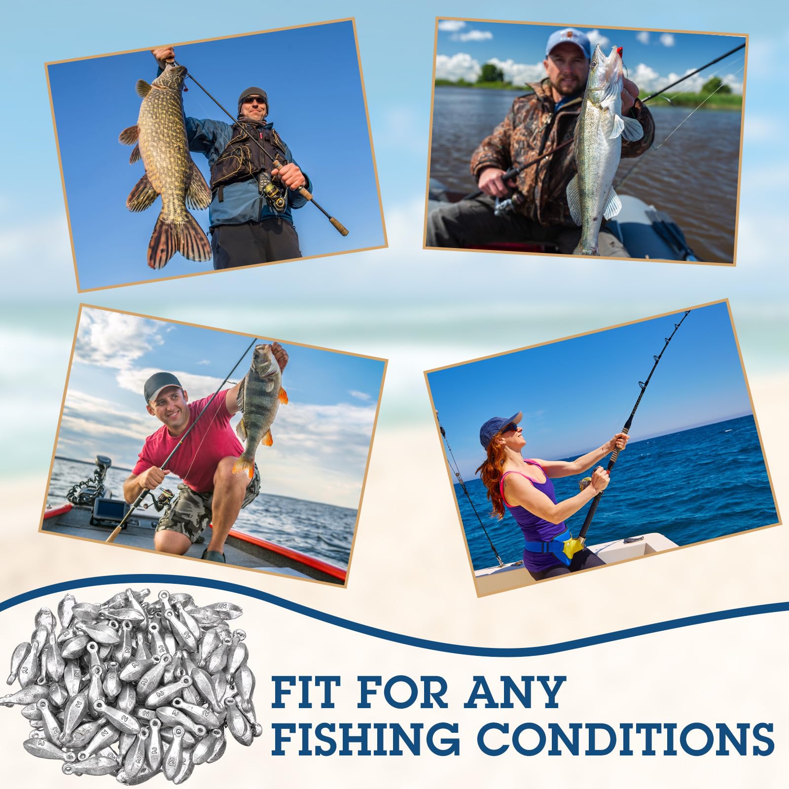 36 piezas de plomos de banco, pesas, pesas, plomos para surf, océano, agua salada, agua dulce, surf, lubina, pesca de gato, aparejos de pesca
