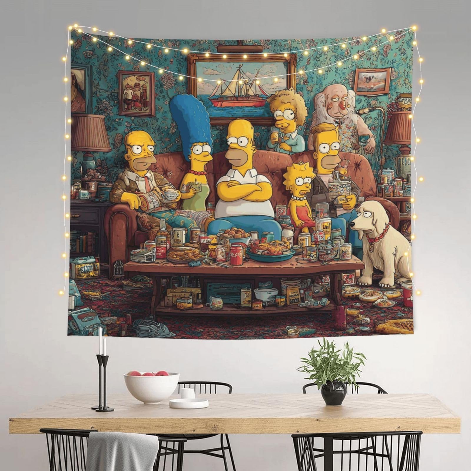 HJKJKKJ Tapestry 152 X 130 CM Aesthetic Wall Tapestrys for Bedroom Simpsons Tapestries Hanging Wall Art Blanket Home Decor Tapestry for Living Room Dorm Office