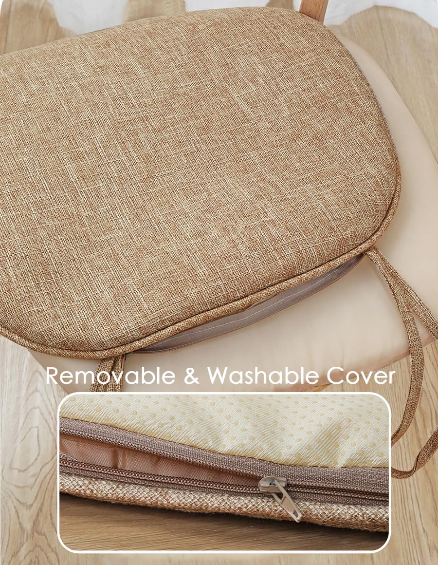 Stühle, Mit Bändern und waschbarem Bezug | Komfortabel atmungsaktiv(Beige)