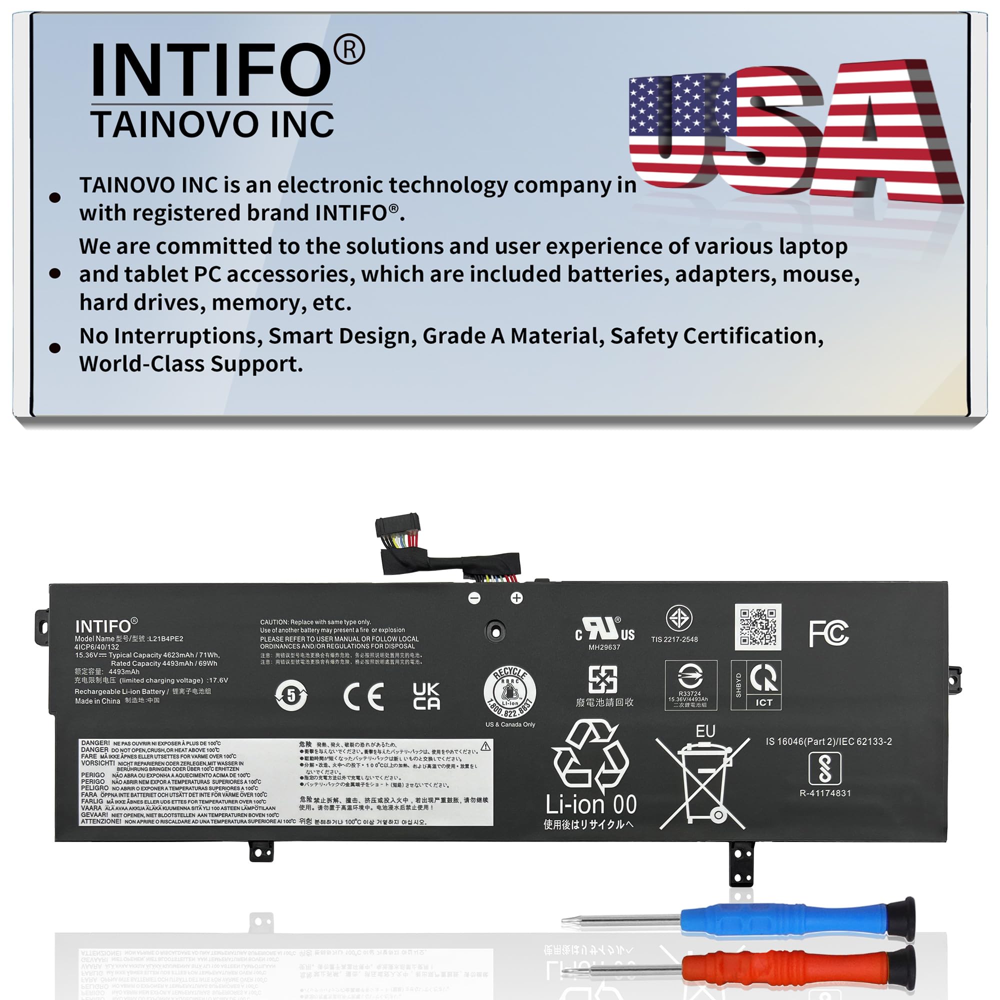 INTIFO 71Wh L21B4PE2 Laptop Battery Compatible with Lenovo IdeaPad Yoga 7-16IAP7 7-14IAL7 7-14ARB7 Series L21L4PE0 L21M4PE3 5B11F38379 5B11F38372