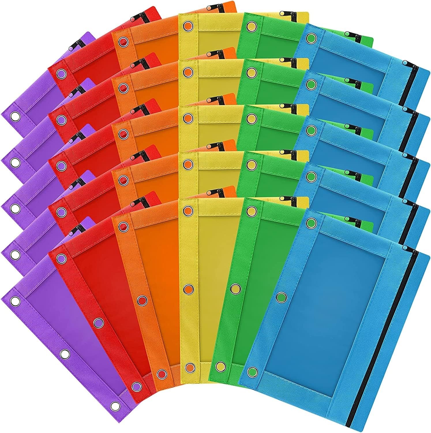 Pencil Pouch for 3 Ring Binder, 30 Pack Bulk Pencil Bags