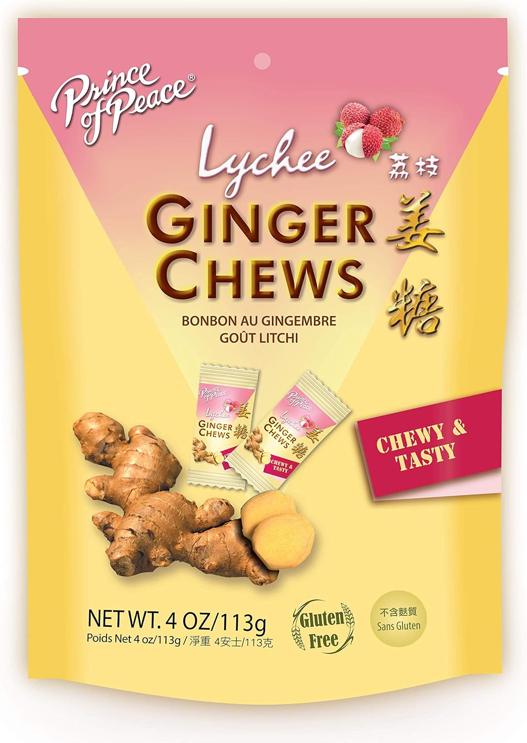 Prince of Peace Ginger Chews with Lychee, 4 oz. Candied