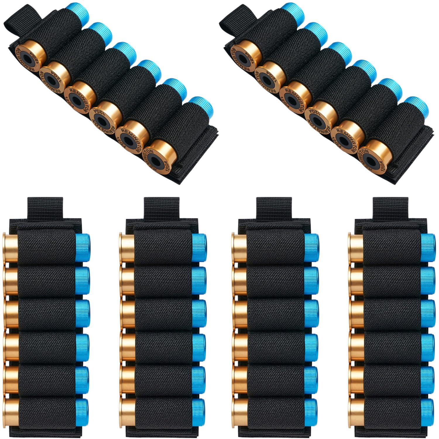 6 Packs 6 Rounds Buttstock Shell Holder | Shell Card Holder | 12/20 Ga Side Saddle Shell Carrier for Rifle Shotgun Cartridge | with Molle Utility Pouch Hook and Loop