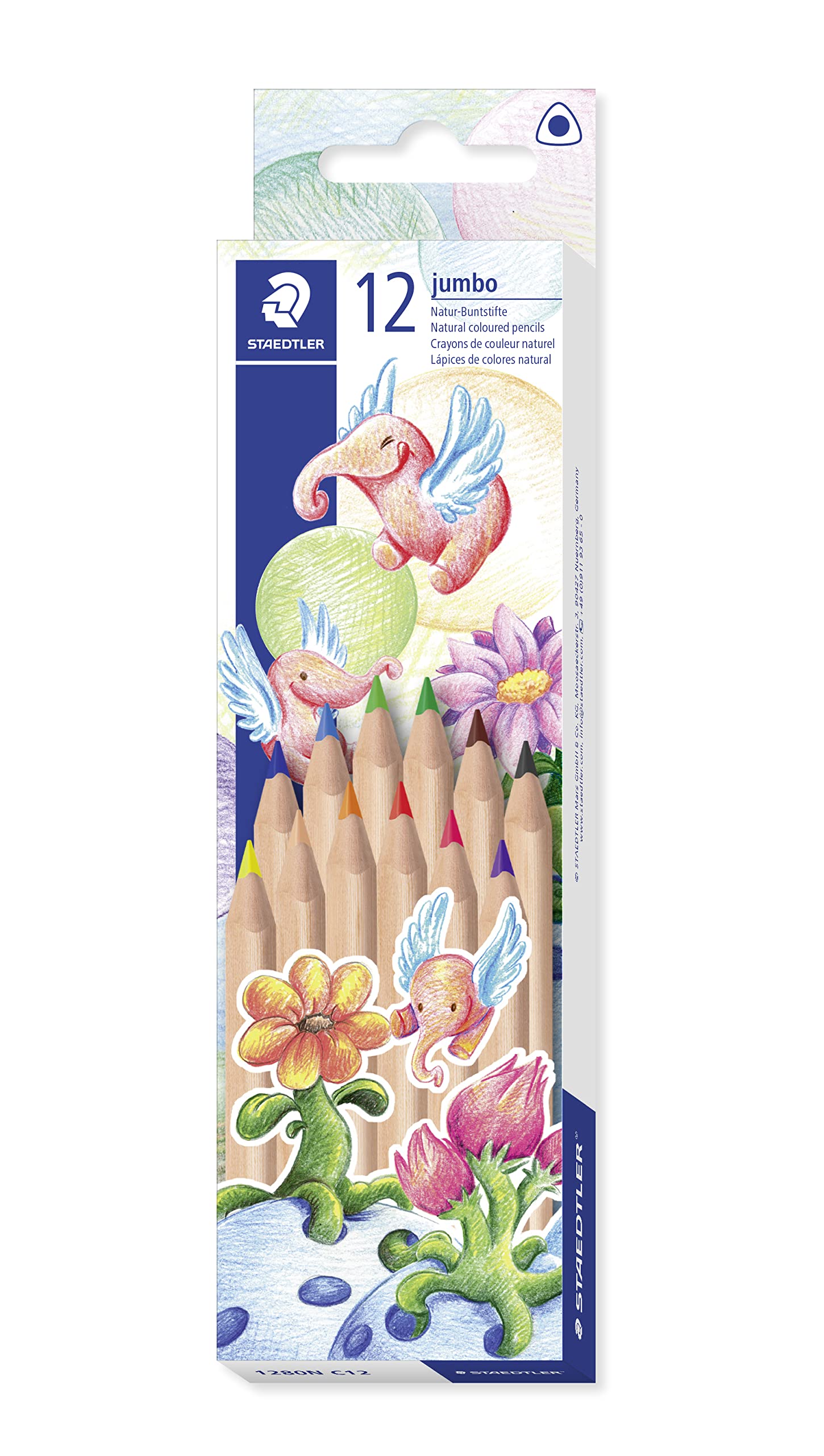 Staedtler Jumbo Lot de 12 crayons de couleur assortis Naturel