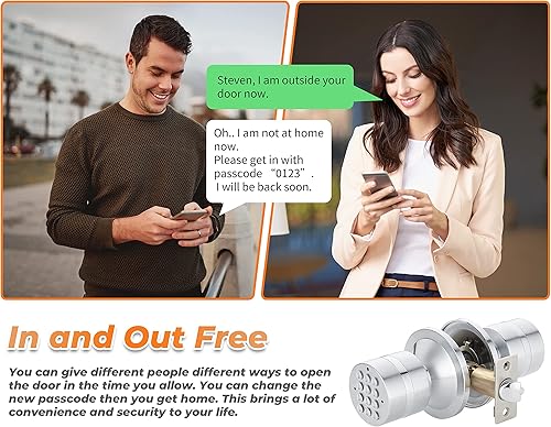 Miniatura 8 de Pomo electrónico para puerta de entrada sin llave, perilla inteligente con teclado, manija de puerta interior con cerradura, bloqueo automático,