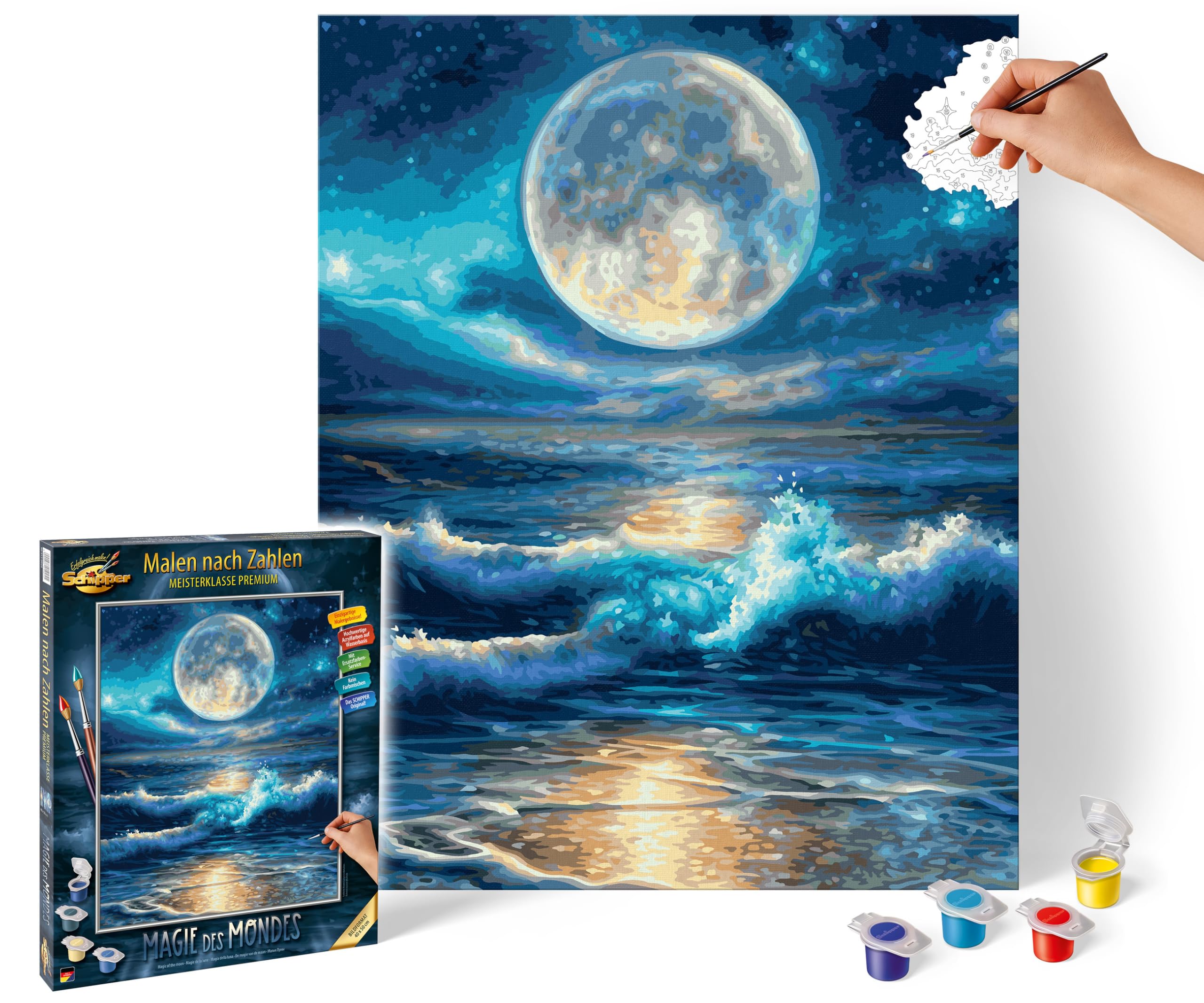 Schipper 609130925 Paint by Numbers - Magic of The Moon - Painting Pictures for Adults, Includes Brush and Acrylic Paints, 40 x 50 cm