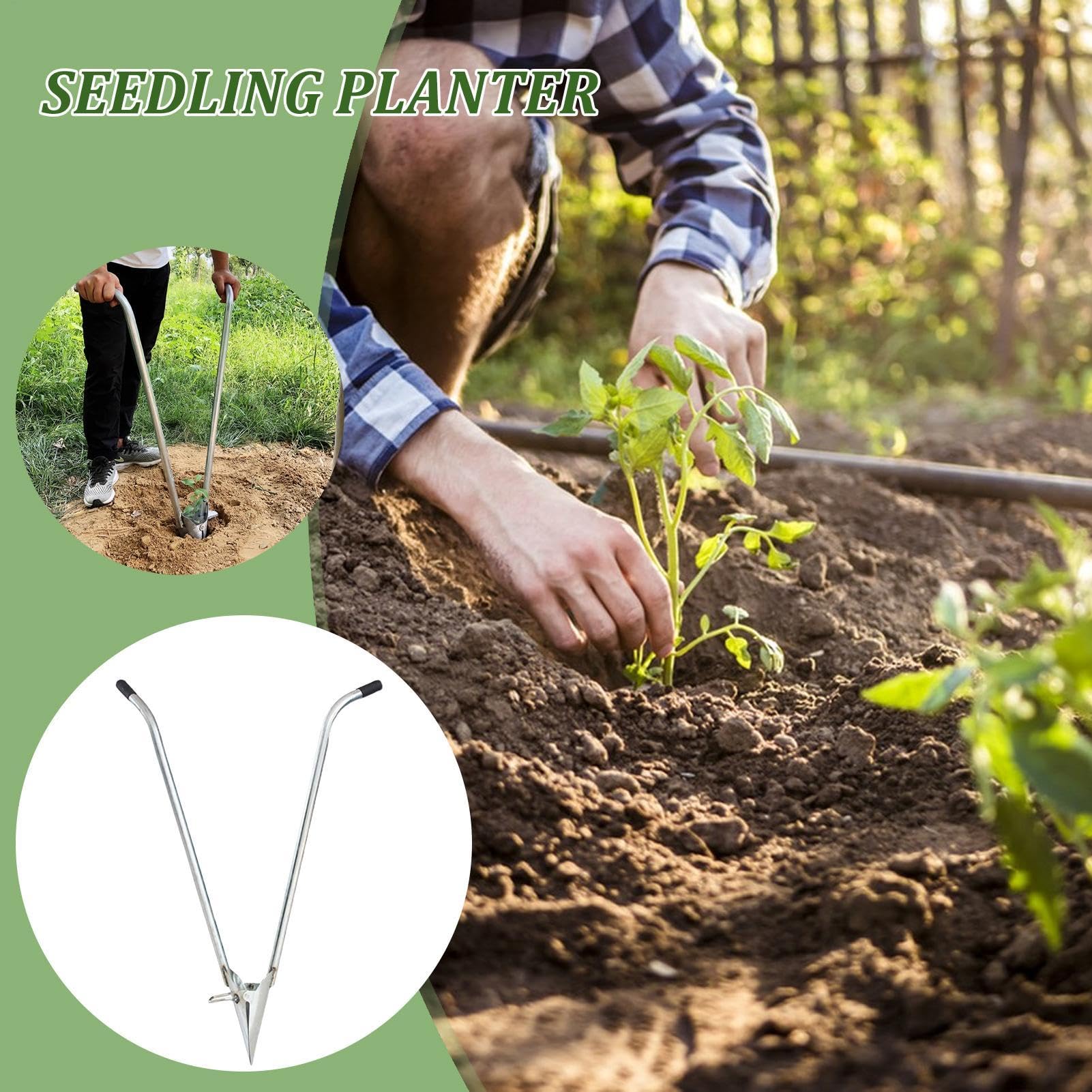 Plantador manual de plantas - Herramienta para plantar bulbos, plantador portátil de plántulas de mano | Plantador de plántulas de verduras multifuncional de tallo largo para la agricultura
