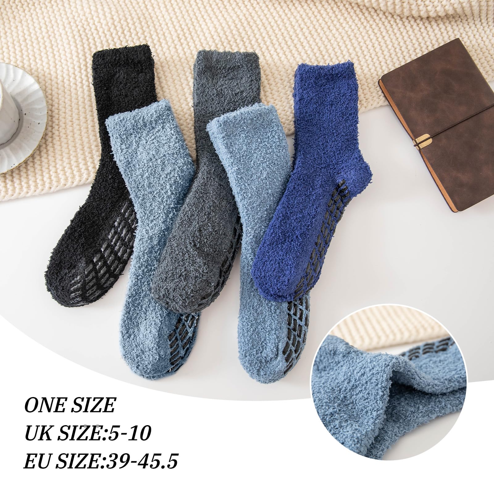 Flintronic Calcetines Invierno Antideslizantes Hombre Calcetines Térmicos Gordos