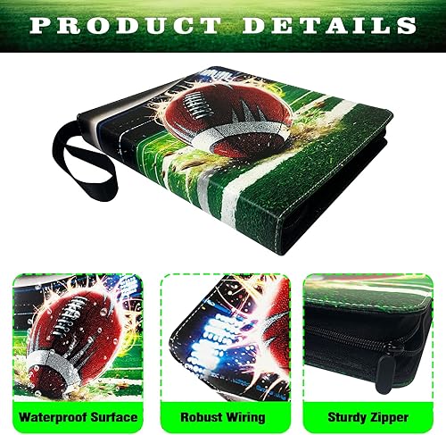 Miniatura 4 de Carpeta de 400 bolsillos para tarjetas de fútbol americano, soporte para tarjetas coleccionables, álbum para coleccionistas de tarjetas, carpeta