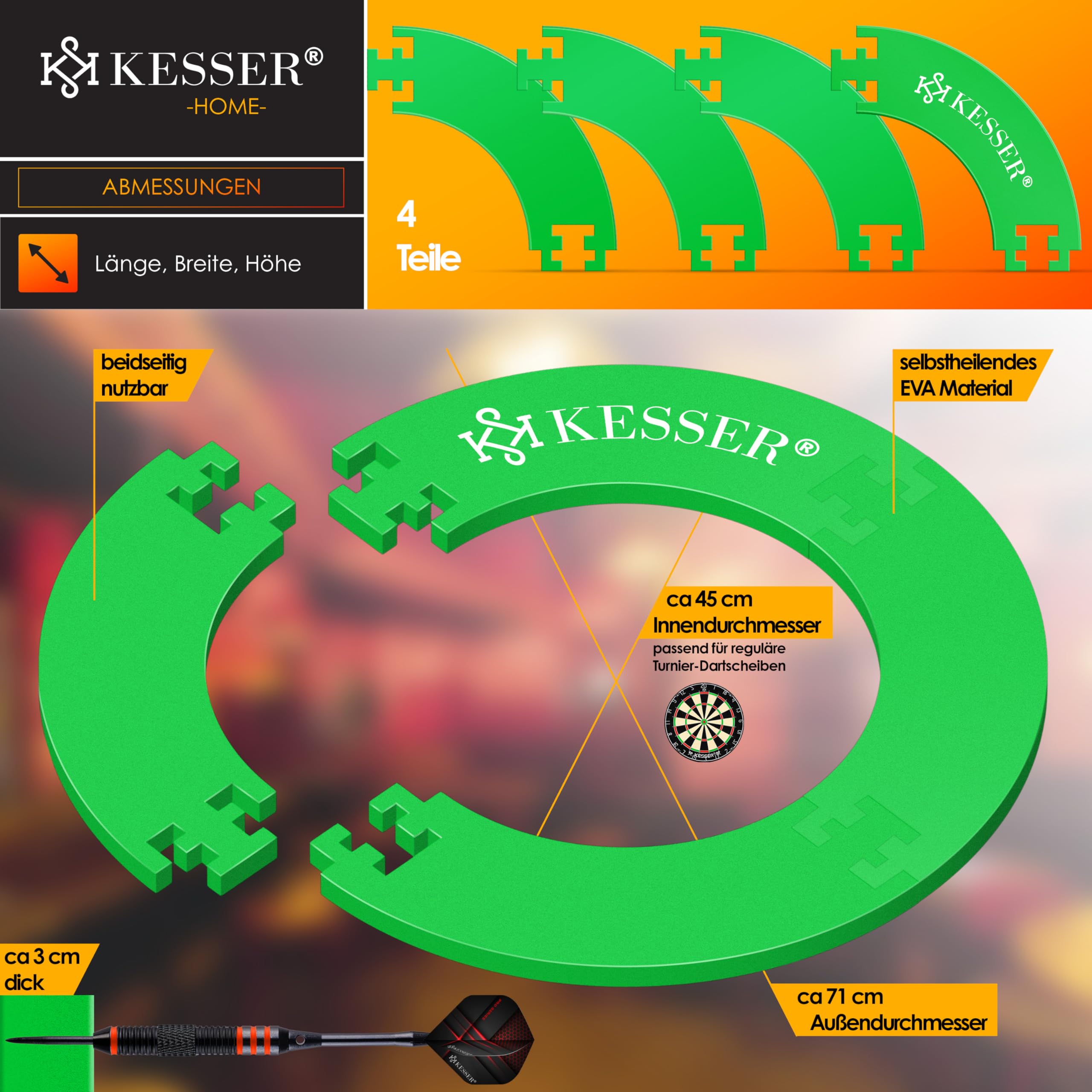 KESSER® Dartscheibe Catchring Schutzring Ø45cm | Auffangring rund Stabiler Wandschutz Zubehör | passend für alle Dartscheiben | Dartring Stabiler Wandschutz Backboard Surround Ring für Dartboard Eva