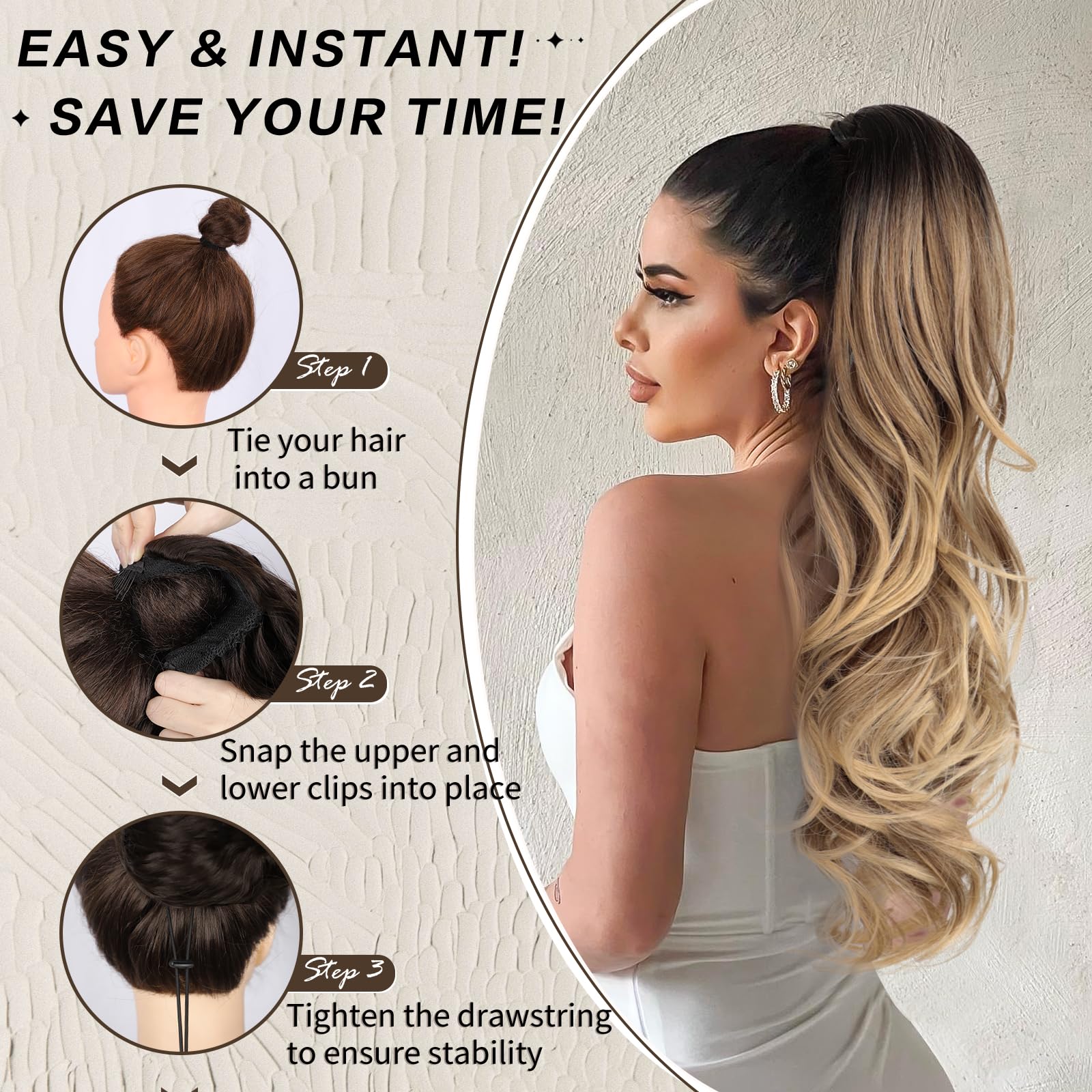 Synthetic Drawstring Ponytail Extension for Women