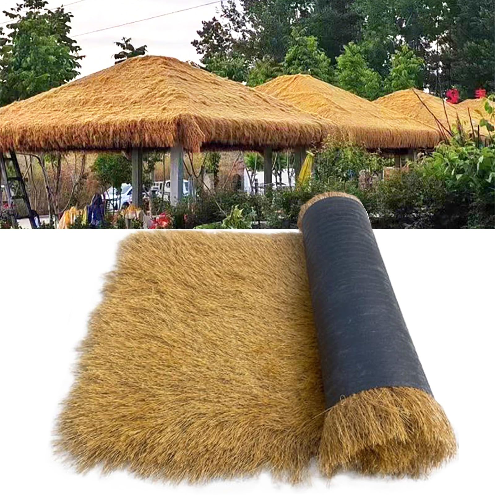 ZzERTE Synthetic Thatch Grass Roof For Tiki Bar,Palapa Thatch Roofing Decorations(1x4m(39.4x157.5in))