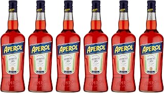 Aperol 6 Bottiglie da 1 Litro | Aperitivo Alcolico per Spritz | Vol. 11% | Confezione da 6 bottiglie
