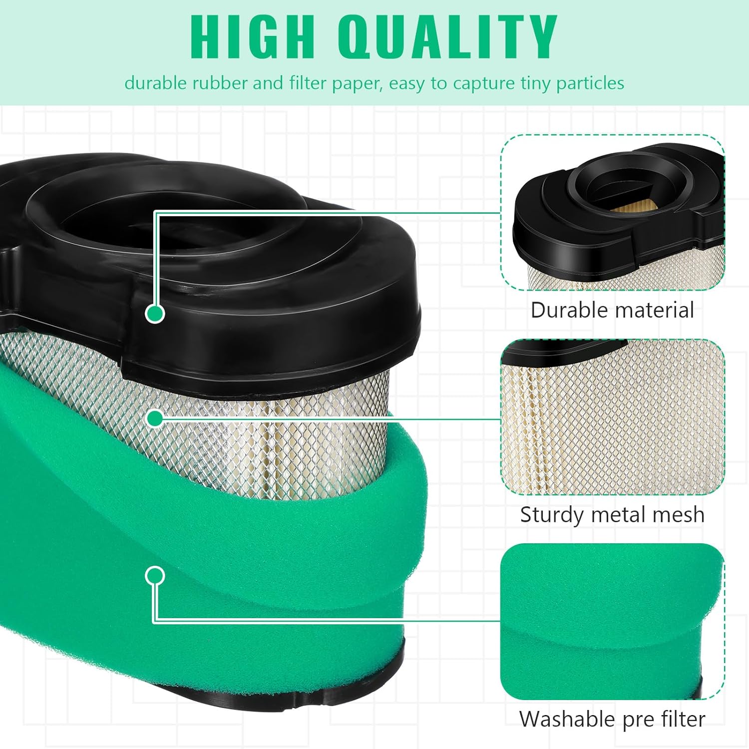 Rossesay 6pcs 792105 276890 Air Filter Compatible with 792105 276890 4163205 4163206 44H777 GY21057 MIU11515 MIU11517 Snapper 355Z 360Z 400Z 500Z Series Lawn Mower GRAVELY 21544800 21544700