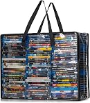 Besti Blu Ray Organisateur de cas, ensemble de 2 Sacs en plastique transparents avec poignées pour stocker Blurays, DVDs, CDs, Sacs de rangement pour valises de jeux vidéo, tient jusqu'à 90 Bluray et 60 DVD Affaires (noires)