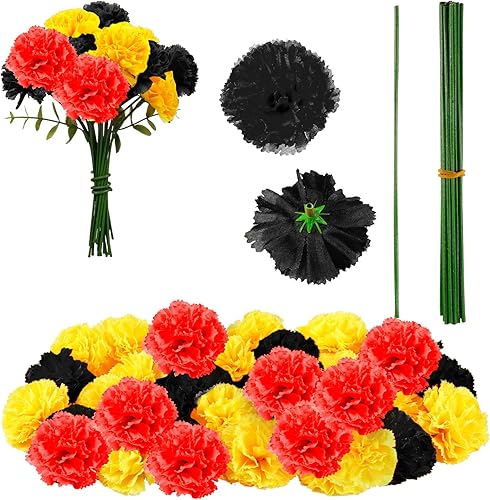 Miniatura 1 de Waydress Ramo de caléndula artificial, ramo de caléndula falsa para Halloween, flores artificiales de caléndula con tallo para fiesta de cumpleaños,