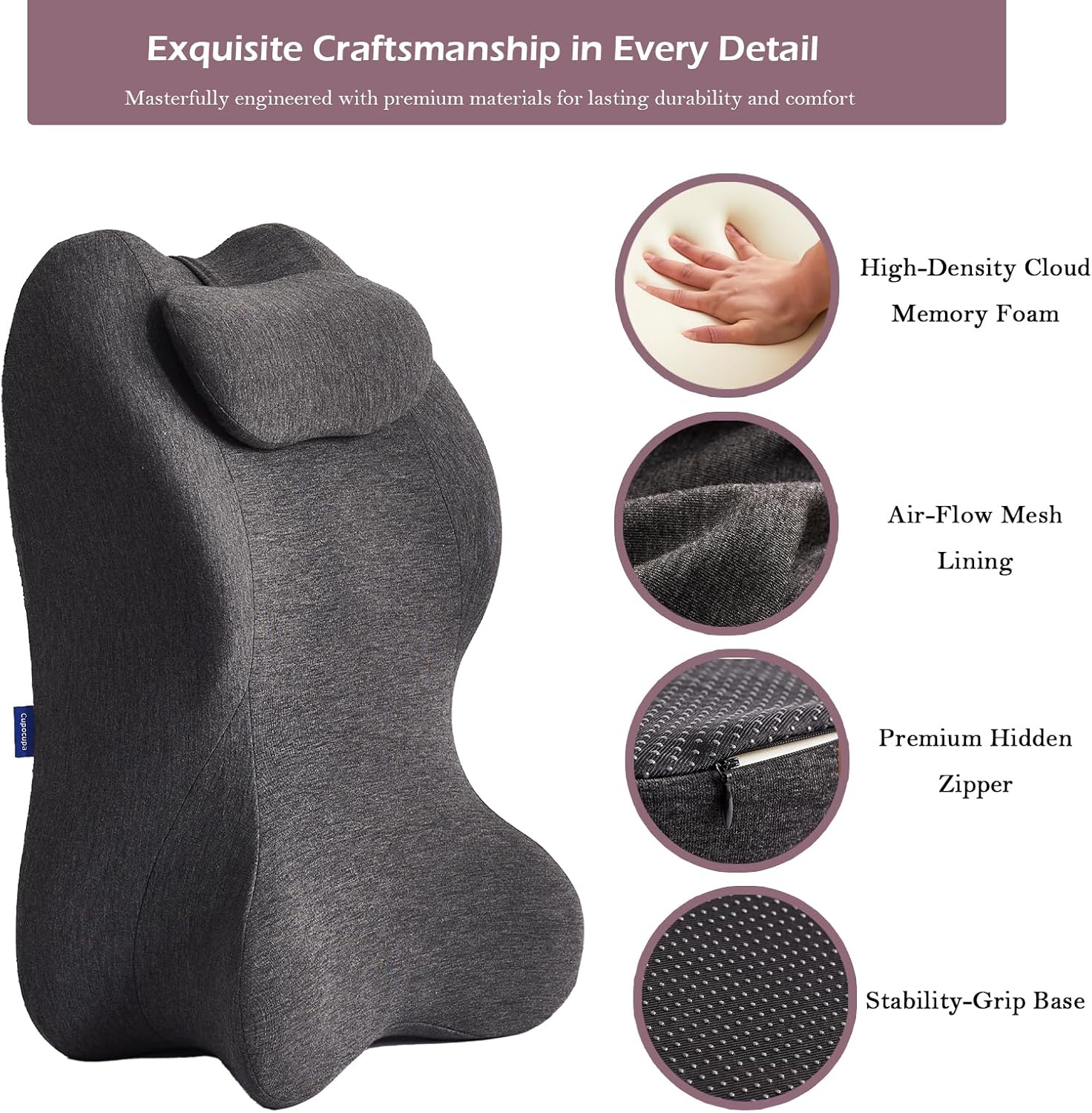 Cupocupa Ergonomic Wedge Pillow for Bed Reading & Back Support - Zoned Contour Design for Sitting Up, Prone Lounging & Gaming - Elevating Leg Pillow for Circulation & Recovery