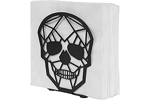 MyGift Matte Black Metal Halloween Napkin Holder with Cutout Skull Design, Dinner...