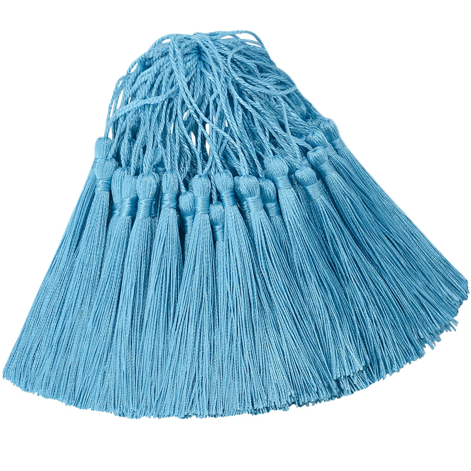 Handmade Graduation Bookmark Tassel Craft: 100pcs 5 Inches Silky Floss Soft Book Mark Tassels with Loops for DIY, Jewelry Making,Bookmarks,Souvenir, Graduation Tassel (Blue)