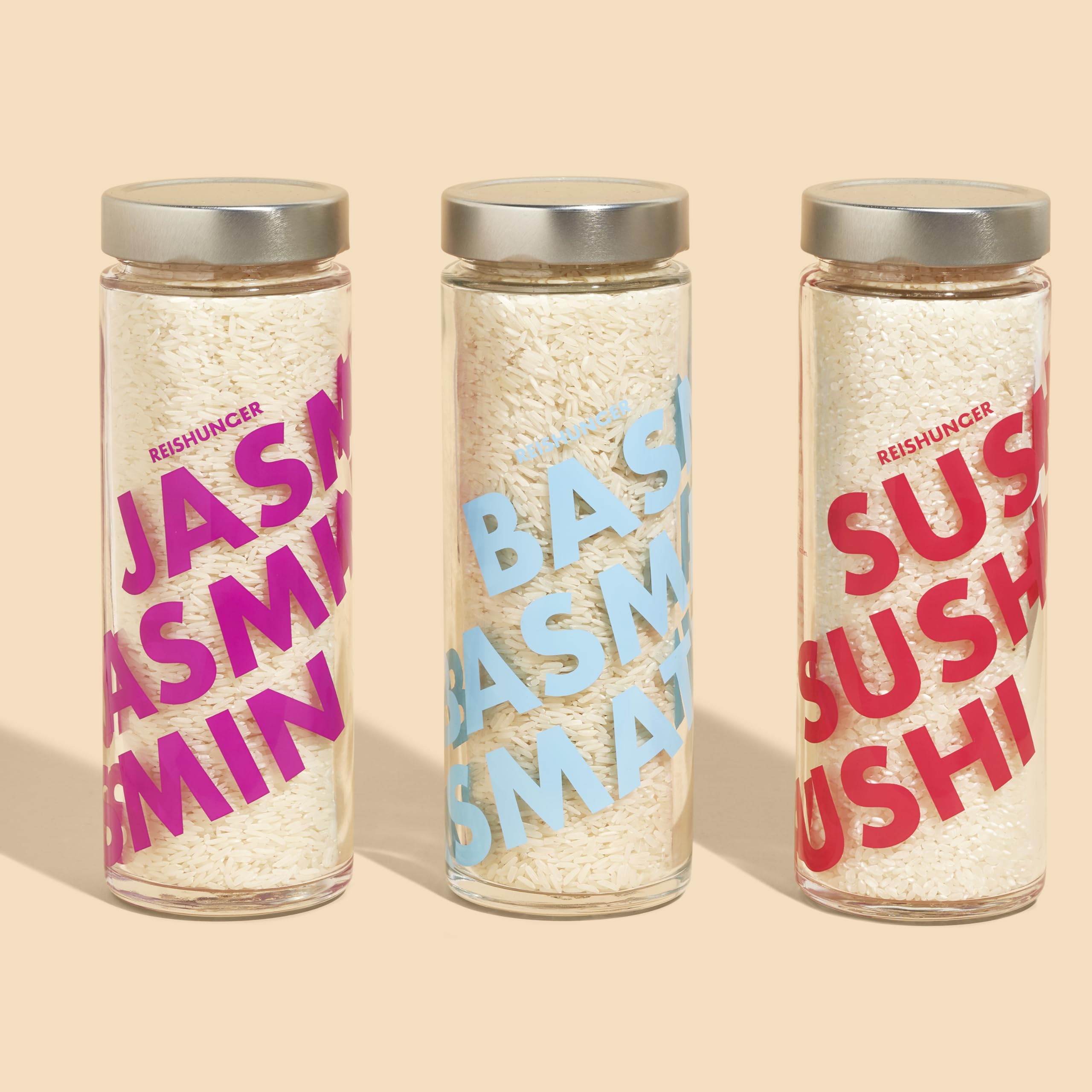 REISHUNGER Basmati Reis Pusa, 600 g inkl. Reisglas für praktische Aufbewahrung, blau