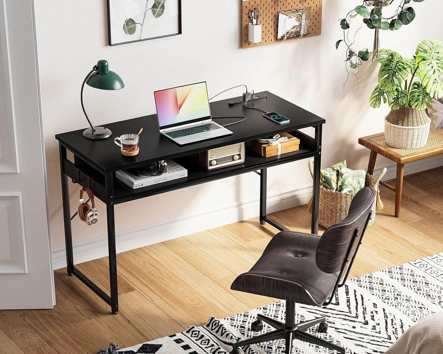 Amazon | 机 pcデスク パソコンデスク 幅100cm ゲーミングデスク 収納