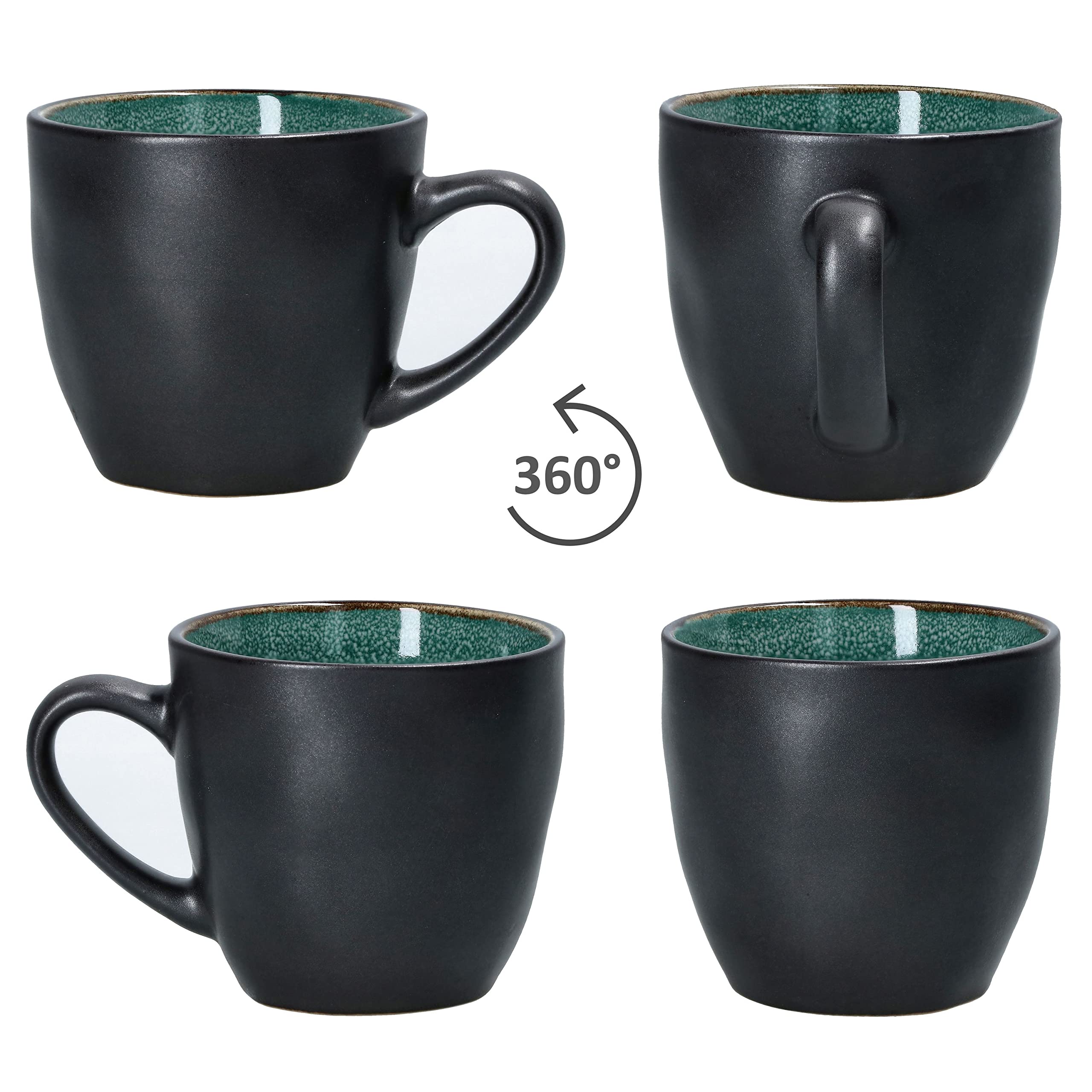 MamboCat Reactive Glaze Green 18tlg. Kaffeeservice I 6 Personen I Mintfarbenes handgefertigtes Geschirr-Set mit Kupfer-Optik I Je 6x Kaffeetasse, Untertasse & Kuchenteller I Steingut