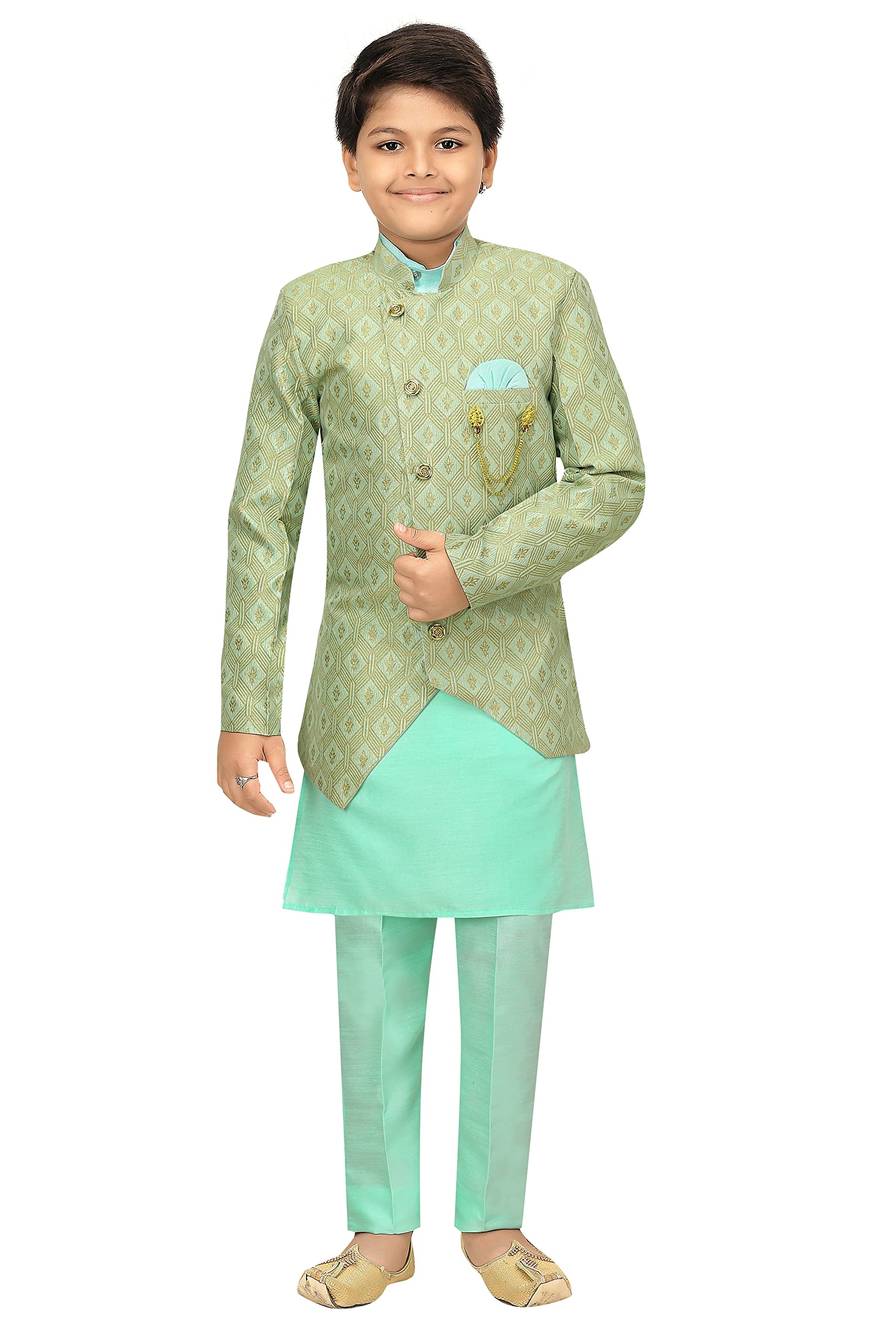 AHHAAAAKids Ethnic Wear Sherwani Kurta and Pajama Set For Boys 480