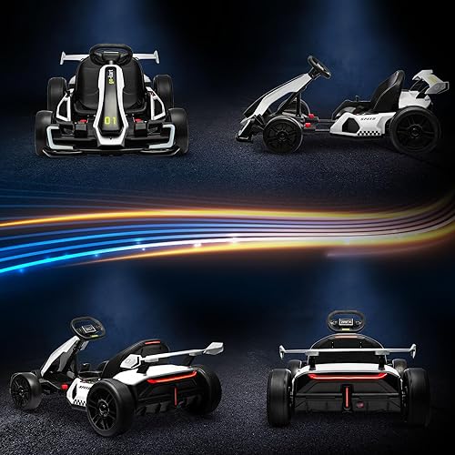 Miniatura 8 de Aosom Go Kart eléctrico de 24 V 7.5 MPH con asiento ajustable, juguete a la deriva alimentado por batería al aire libre con arranque lento, botón de