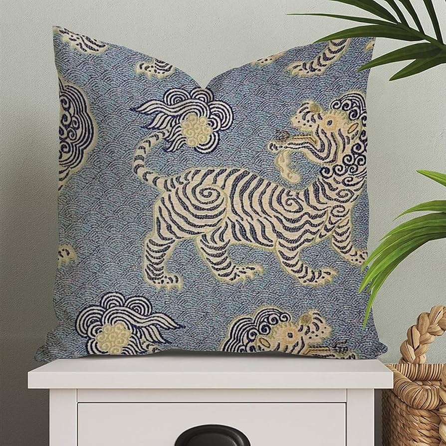 Amazon.com: Blue Tibet Tiger Decorative Pillow Cover 18x18