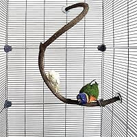 Barn Eleven Natural Grapevine Parrot Perch Stand - S-Shaped Bird Cage Pole for Parakeets, Cockatiels, Budgies, Conures, Lovebirds (35.4")