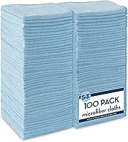 S&T INC. 100 Pack Microfiber Cleaning Cloths - Super Absorbent Reusable Lint-Free Towels for Home, Car, Kitchen 11.5x11.5 Light Blue