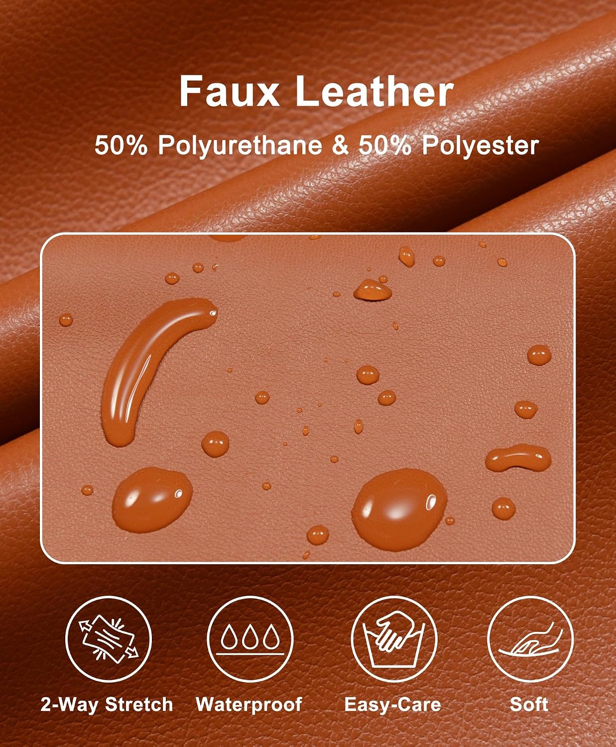 Little Donkey Andy Men's Faux Leather Jacket, Slim Fit Stretch Classic Windbreak Jacket Lapel Collar Button Down Microfleece