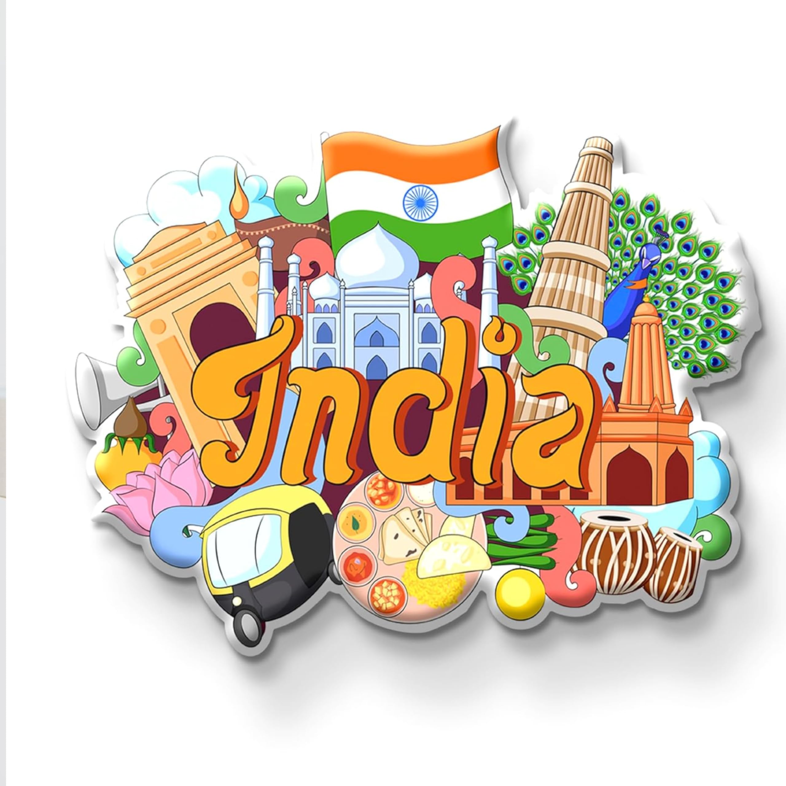 Swadeshi Desire Multicolor Mdf Wooden Fridge Magnet, 8 X 0.5 X 6 Cm, Stylish Design, Ideal For Gifting - Elegant And Functional Kitchen Accessory