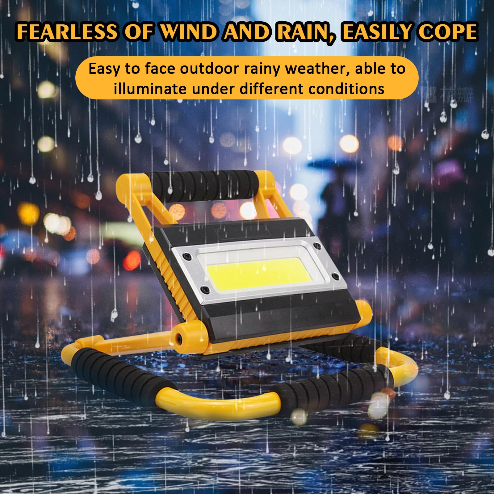 Foco LED de 20 W con batería, 4400 mAh, 1600 lm, lámpara de trabajo portátil, lámpara de camping portátil al aire libre, 4 modos de luz y batería recargable, para camping, garaje, emergencia, obra