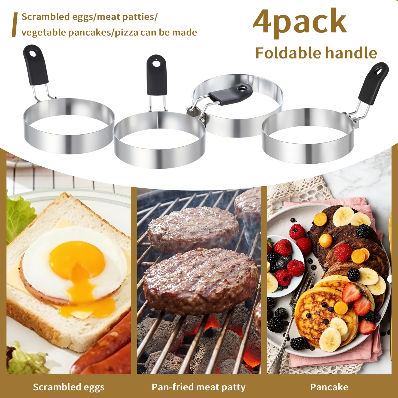LemonRoad 7-teiliges Hamburgerpressen-Zubehör-Set: Aluminiumlegierung, Hamburgerpresse, runde Burgerform, antihaftbeschichtet, Edelstahl, Eierringe, Grillspatel, tragbare Grillwerkzeuge für Frühstück