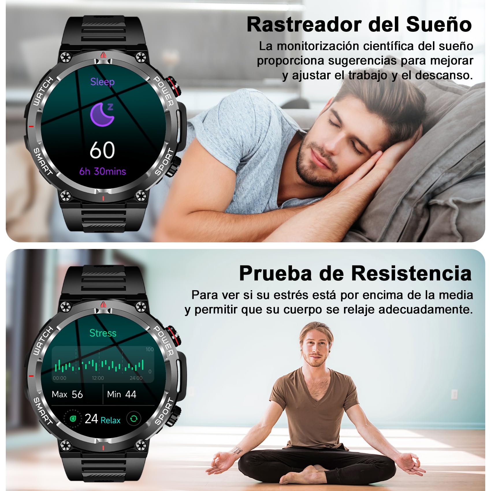 Blackview Reloj Inteligente Hombre - Llamadas Bluetooth, 1,39" Smartwatch con Pulsómetro/Oxímetro (SpO2)/Monitor de Sueño/Podómetro, 100 Modos Deportivos Pulsera Actividad para Android iOS (2 Correas)