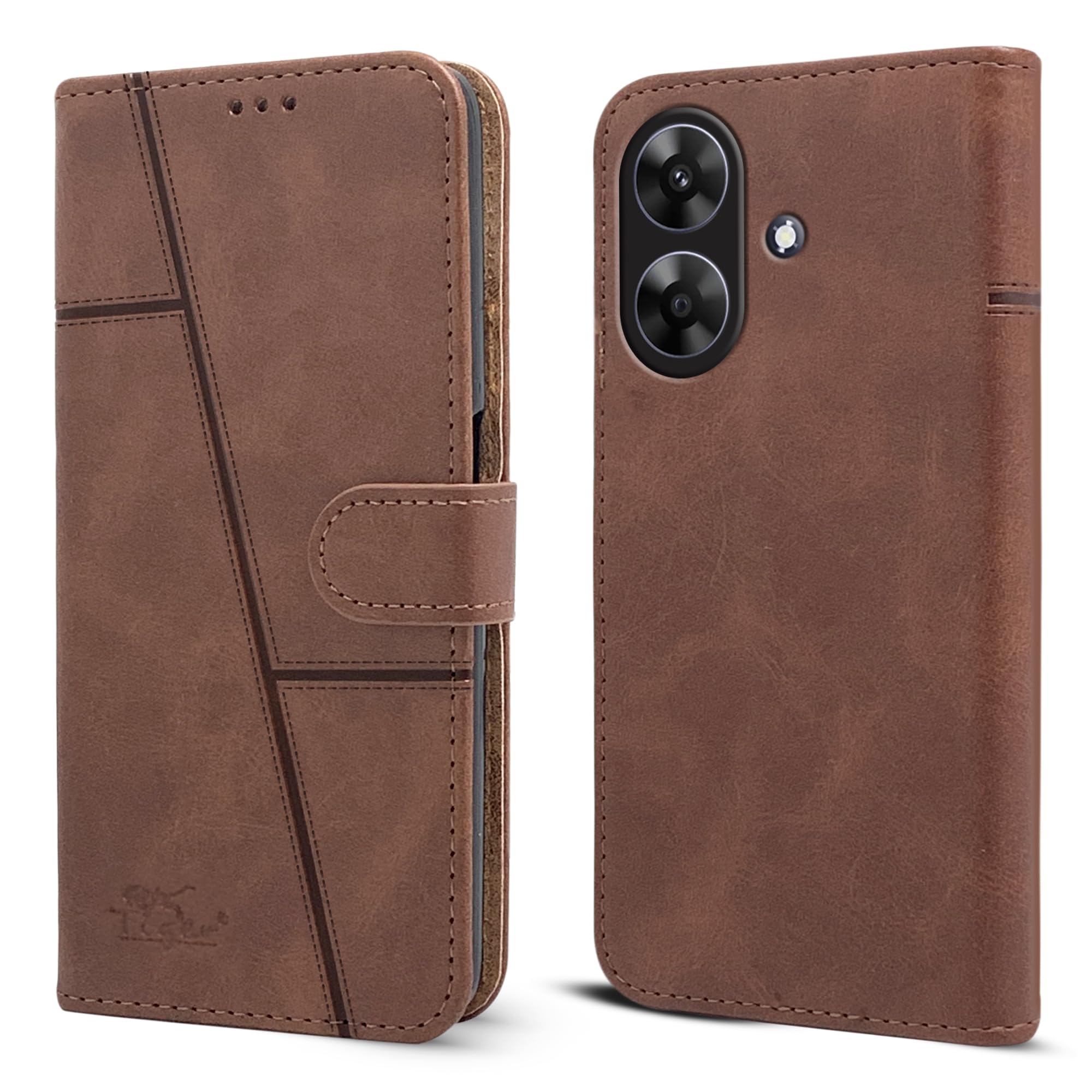 Jkobi Flip Cover Case for Realme C61 (Stitched Leather with Magnetic Closure | Brown) (B0D9CTKJZW) Amazon Price History, Amazon Price Tracker