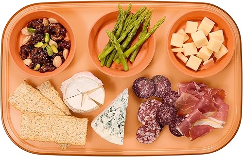 Madesmart dipware - Bandeja de 3 cuencos para aperitivos y aperitivos bandeja reutilizable para aperitivos con 3 cuencos multiusos plegables y