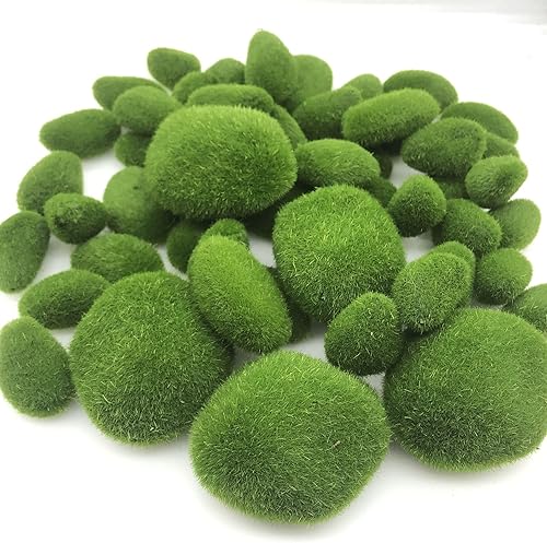 Vista 18 de Woohome 30 piezas de 3 tamaños de rocas artificiales de musgo decorativo, bolas de musgo verde, decoración de musgo falso para arreglos florales