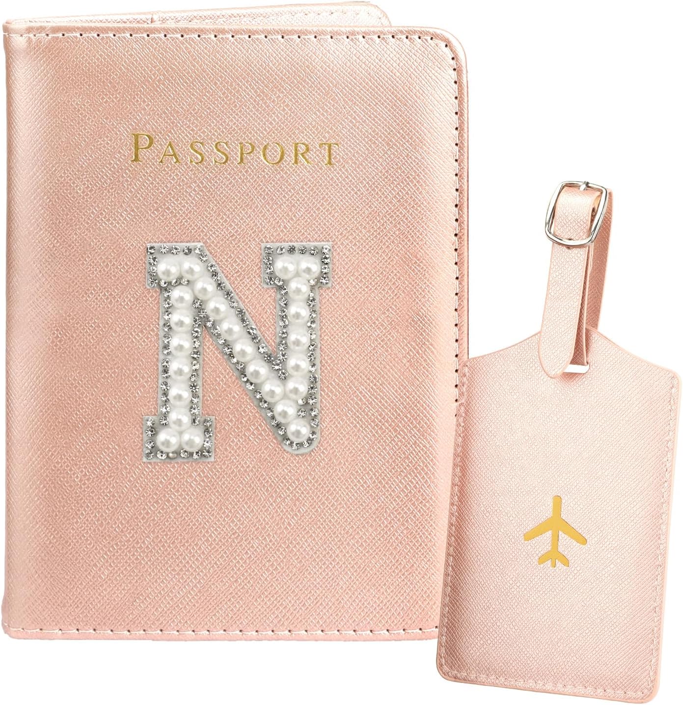 Initial Passport Holder and Luggage Tag Set Pink Leather Passport Holder Personalized Passport Cover for Travel Women Passport Book with Monogram Letter Travel Gifts Essentials for Women Travelers N Initial Passport Holder and Luggage Tag Set Pink Leather Passport Holder Personalized Passport Cover for Travel Women Passport Book with Monogram Letter Travel Gifts Essentials for Women Travelers N