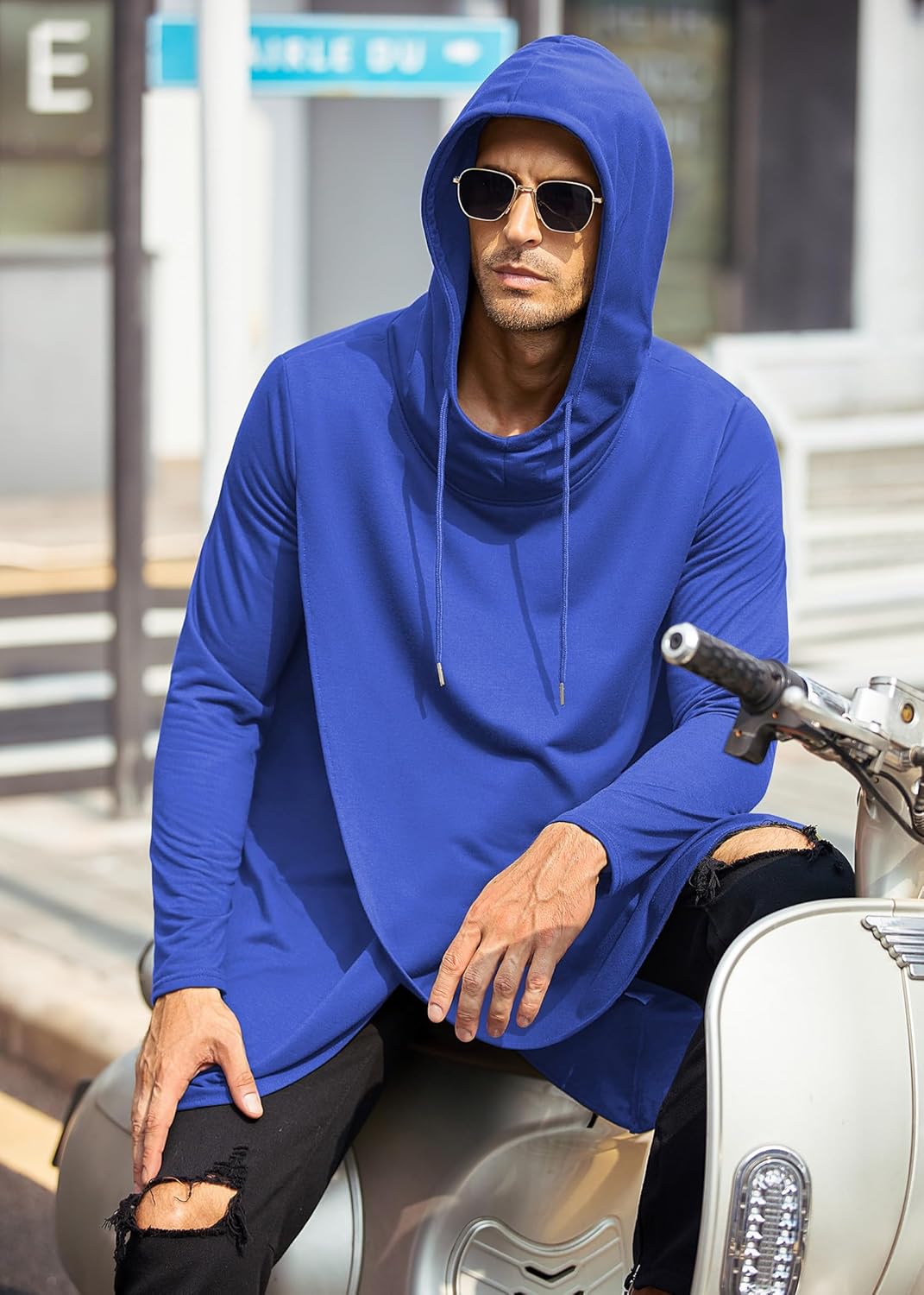 COOFANDY Men's Hooded Poncho Cape Cloak Casual Asymmetric Hem Hoodie Sweatshirts
