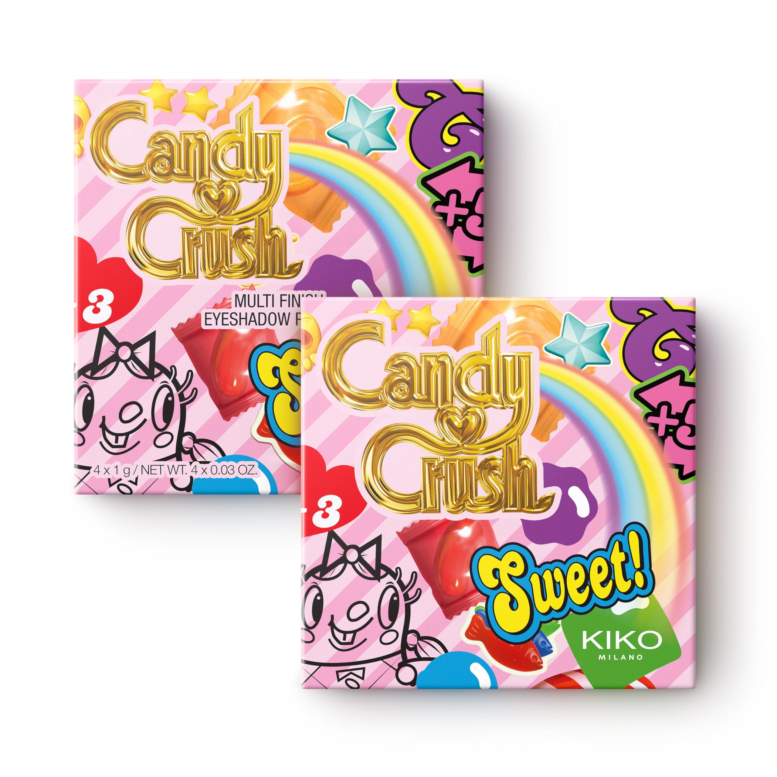 KIKO Milano Candy Crush™ Multi Finish Eyeshadow Palette 03, Palette Con 4 Ombretti Dal Finish Opaco, Metallico E Brillante