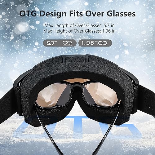 Miniatura 3 de Karsaer Gafas de esquí antivaho OTG 100% protección UV, lentes dobles flexibles para hombres, mujeres y jóvenes