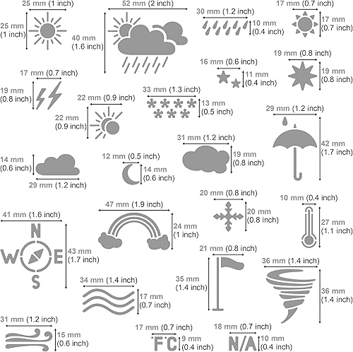Miniatura 3 de Aleks Melnyk # 14 Plantilla de diario de metal, pronóstico del tiempo, gota de lluvia, paraguas, plantilla de acero inoxidable, 1 unidad, plantilla