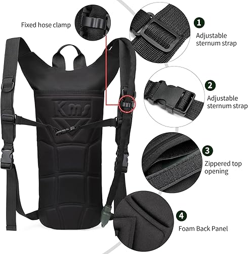 Miniatura 5 de Paquete de hidratación táctica con mochila de 3 litros sin BPA, mochila de agua ajustable militar para senderismo, ciclismo, escalada, a prueba de