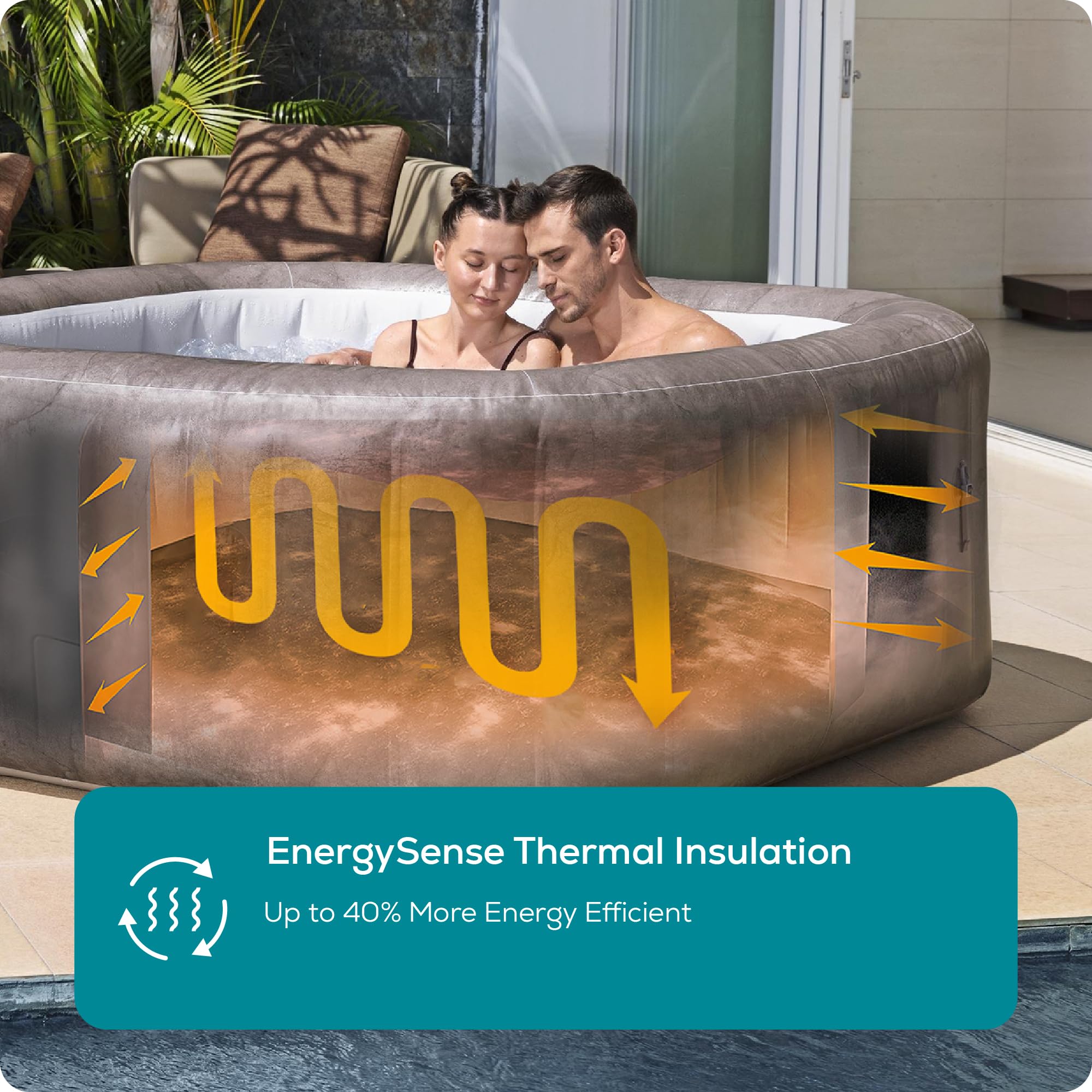 Lay-Z-Spa Rome, Inflatable EnergySense Hot Tub with Built-in Pump, 180 AirJet Massage System with Smart Wifi App, 4-6 Person — view 2
