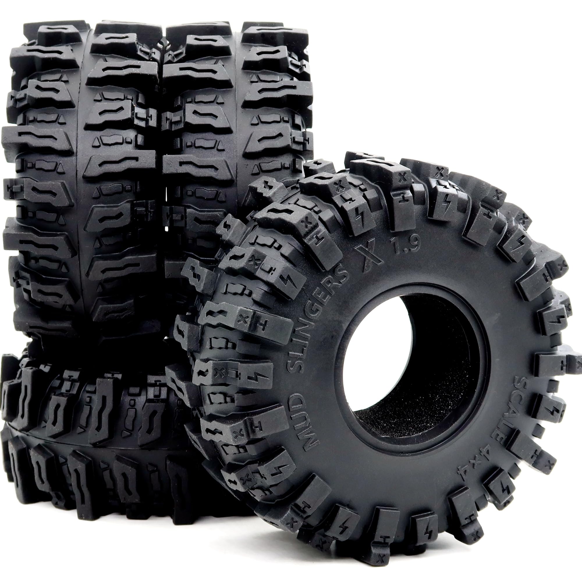HOBBYSOUL 4.85'' Tall RC 1.9 Crawler Tires (Super Soft Sticky) T10 Mud Slingers X Tyre for 1/10 Rock Crawling TRX4 SCX10 Wraith Gen8 Upgrade, HS701544