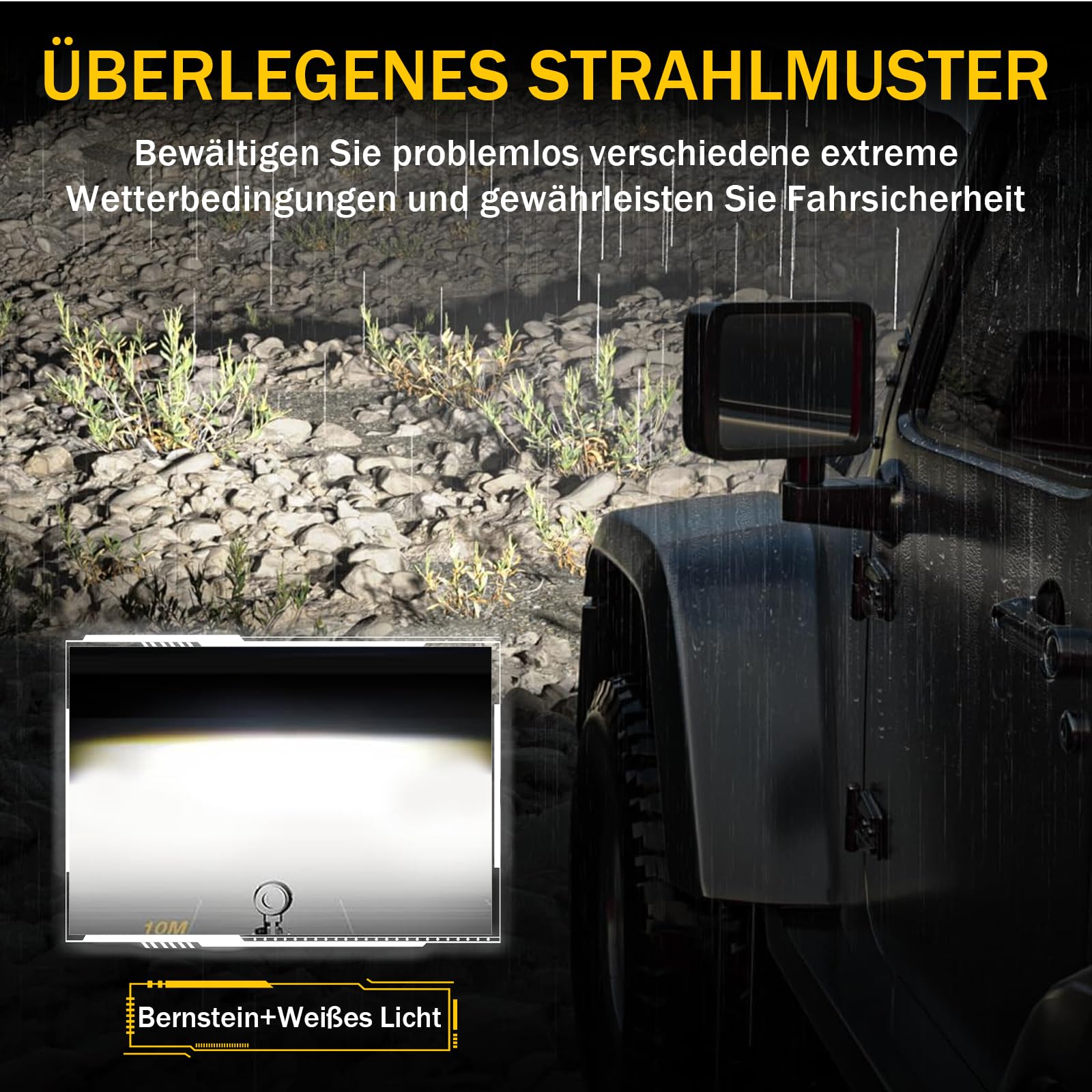 paar 4,5 Zoll LED Offroad Scheinwerfer mit Amber DRL E Geprüft, Zusatzscheinwerfer Auto, Arbeitsscheinwerfer mit Drahtbaum, für Jeep SUV Pickup ATV UTV RZR Boote Motorräder Plug & Play