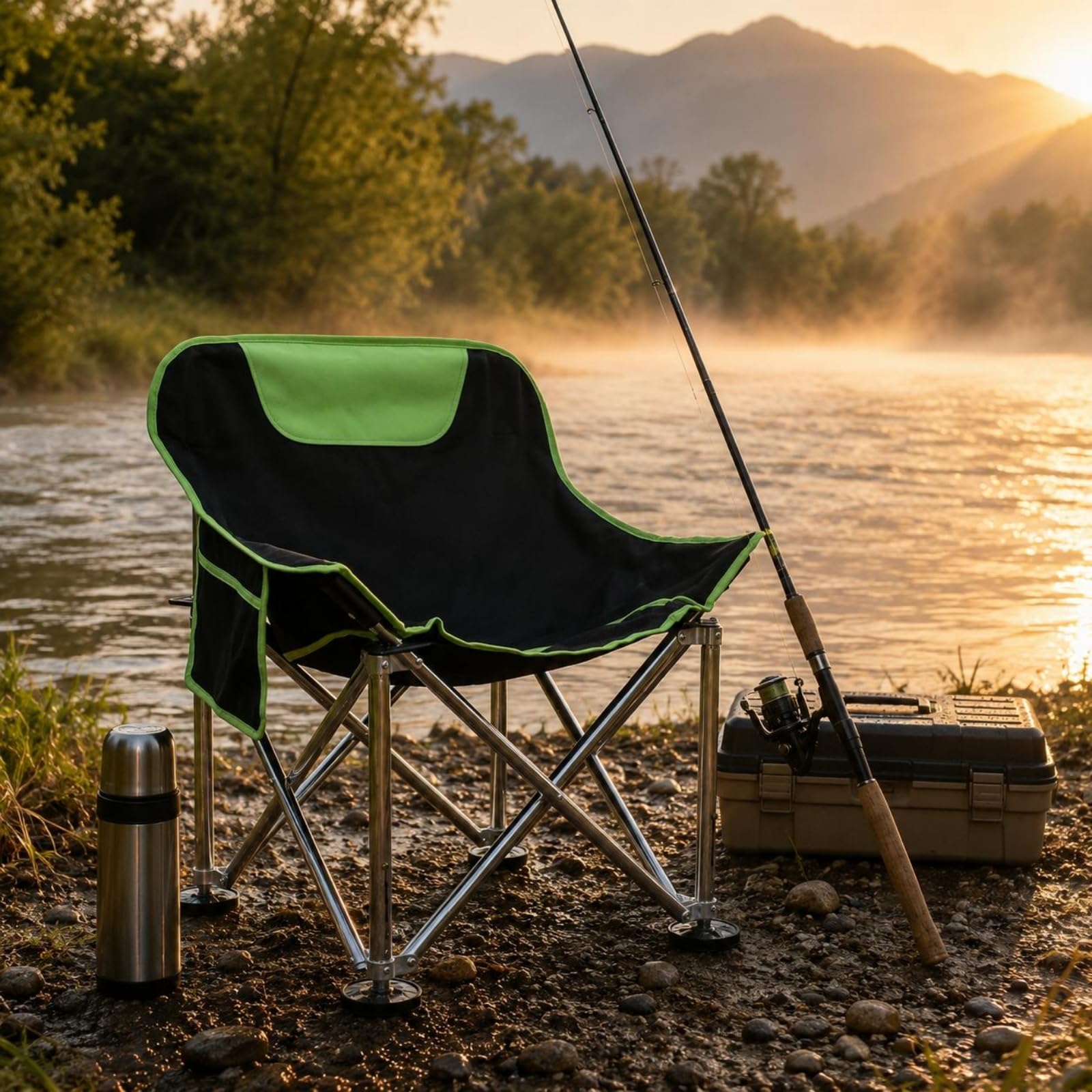Baoblaze Siège de Pêche Pliant Chaise Lune Tabouret Portable Dossier Réglable Structure Tubes INOX Tissu Oxford Convient au Camping Pêche Randonnée Pique-Nique