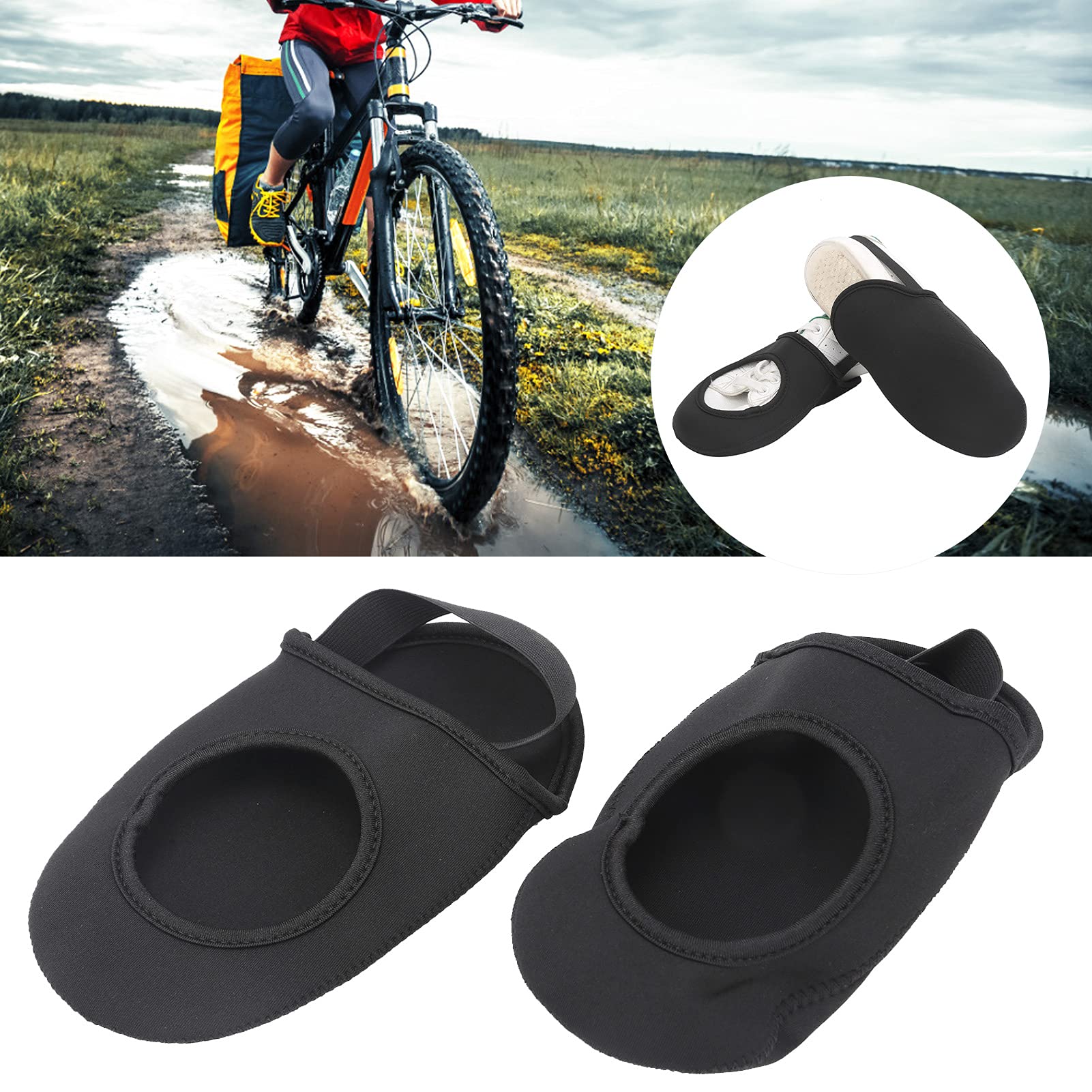 Cycling Shoe Toe Covers Windproof Winter Overshoes Protectors Adjustable Half Shoecover for Outdoor Riding